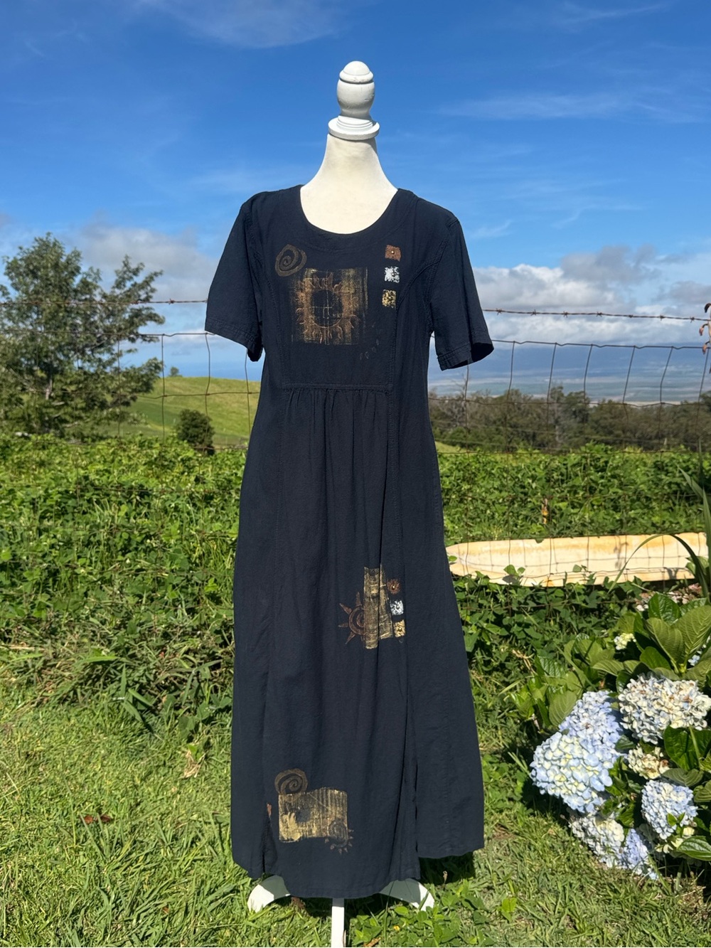 Artsy Celestial whimsigoth Y2K Black Dress by Cotton Cotton small